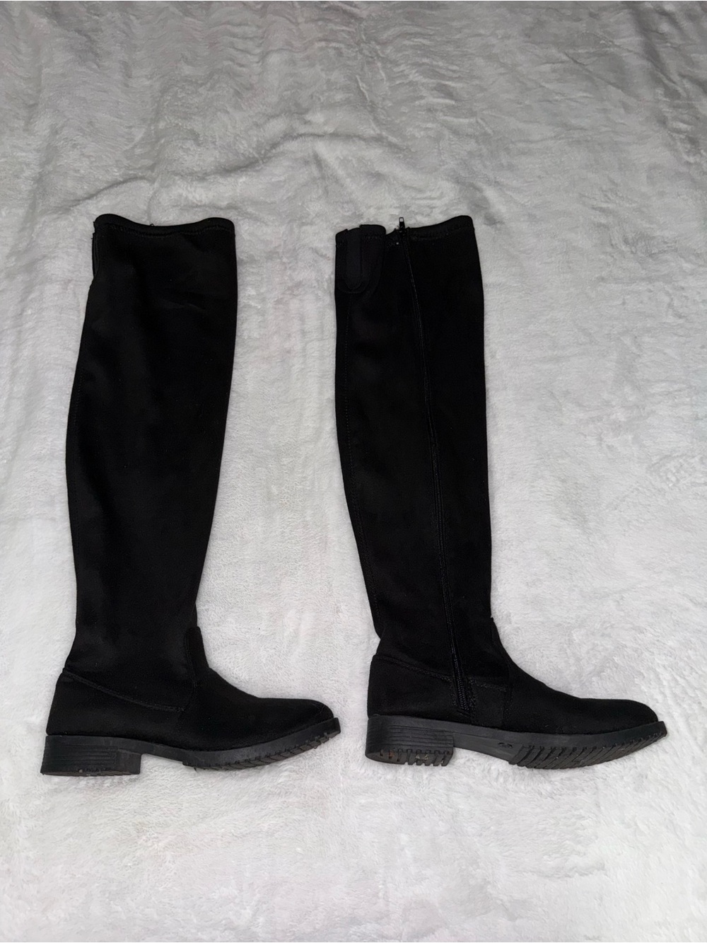 Women's Over-the-Knee Black Stretch Riding Boots with Side Zipper